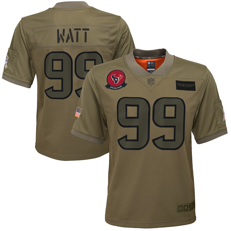 Youth Houston Texans #99 J.J. Watt 2019 Camo Salute To Service Stitched NFL Jersey